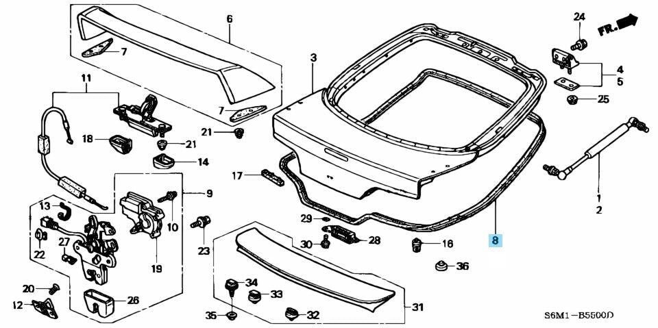 HONDA INTEGRA ACURA RSX 02-06 Genuine Tailgate Weather Strip 74440-S6M-003 OEM