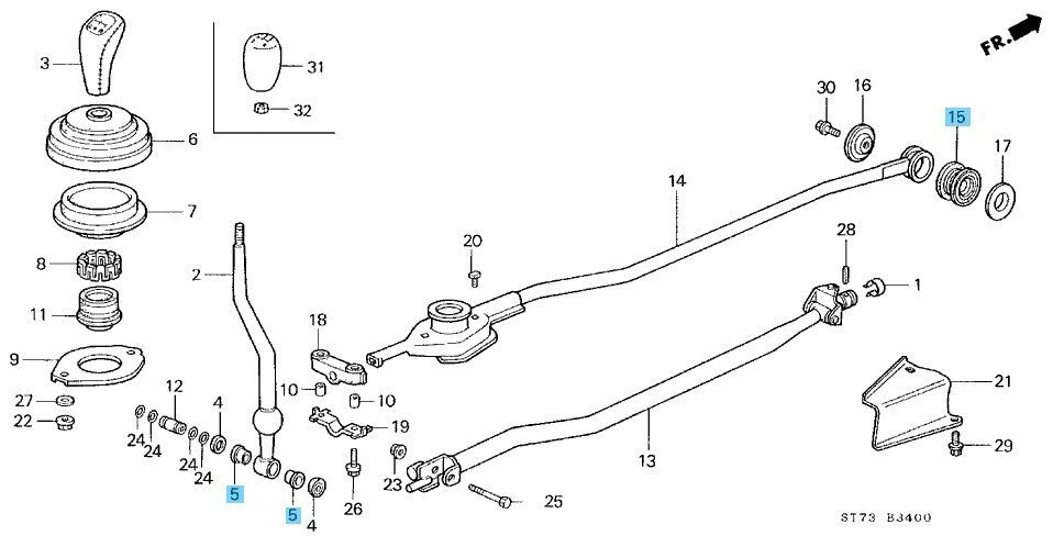HONDA ACURA INTEGRA DC2 86-89 94-01 Genuine Ext/End Rubber & Rr/Joint Bush Set
