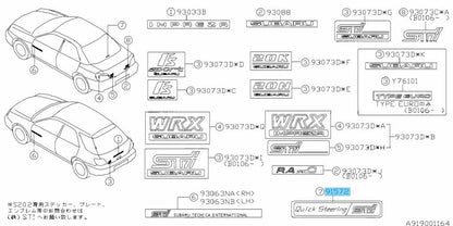 SUBARU IMPREZA WRX STI GDB 02-07 Genuine Quick Steering Sticker Decal 91572FE000