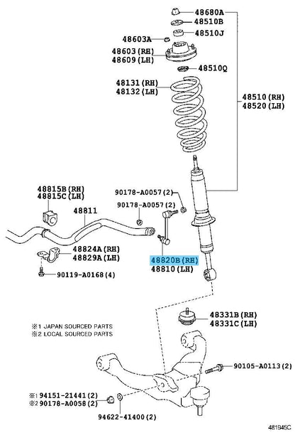 TOYOTA TACOMA GRN2## 05-22 Genuine Front Stabilizer Link Assy RH 48820-04020 OEM