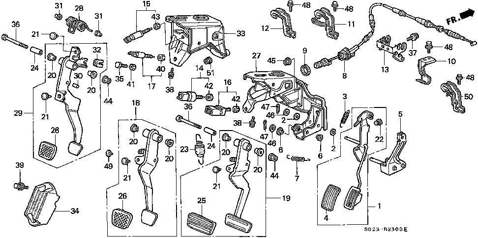 HONDA CIVIC EK9 EJ7 96-00 Genuine Accelerator / Brake / Clutch Pedal Pad Set OEM