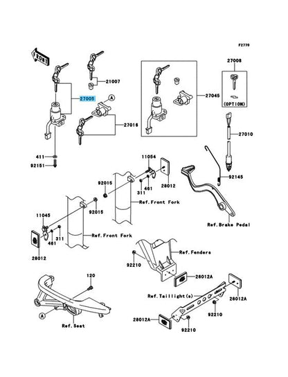 KAWASAKI KLR650 08-14 2018 Genuine Ignition Switch Assy 27005-0649 OEM