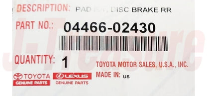 TOYOTA HIGHLANDER GSU7# 20-23 Genuine Rear Disc Brake Pad Kit 04466-02430 OEM