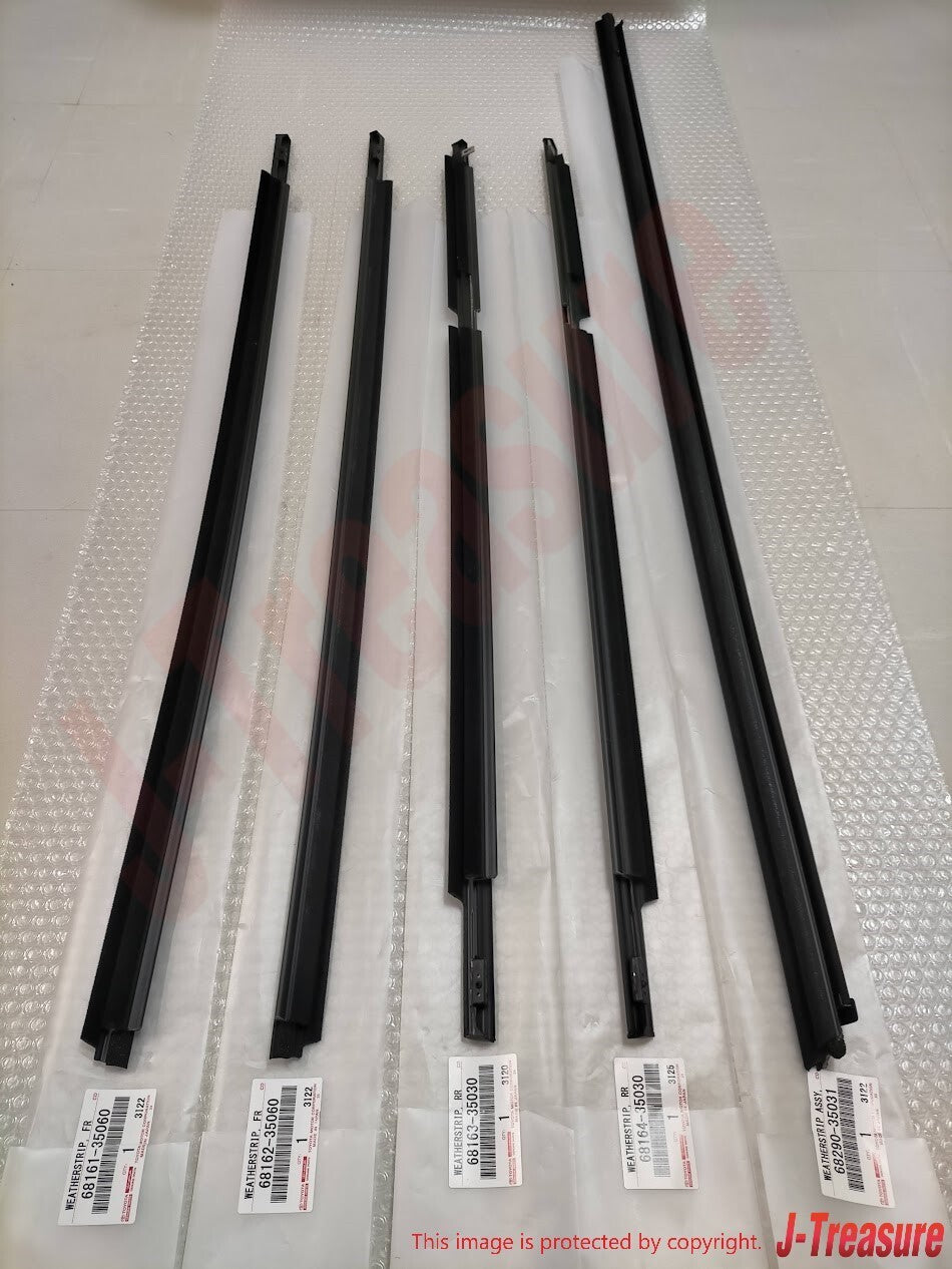 TOYOTA 4RUNNER 03-09 Genuine Door Belt Molding Weatherstrip Front Rear 5 PC Set