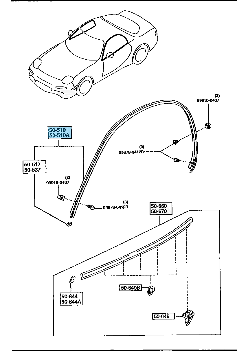 MAZDA RX-7 RX7 FD3S 93-95 Genuine Front Door Drip Molding Right & Left Set OEM