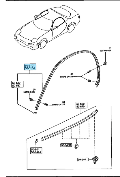 MAZDA RX-7 RX7 FD3S 93-95 Genuine Front Door Drip Molding Right & Left Set OEM