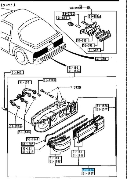 MAZDA RX-7 FC3S 89-91 Genuine Rear Combo Lamp Assy & Gasket & strip Seal RL set