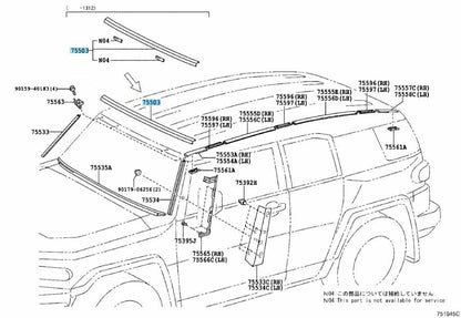 TOYOTA FJ CRUISER 2007-2014 Genuine Front Upper Outside Windshield Molding OEM