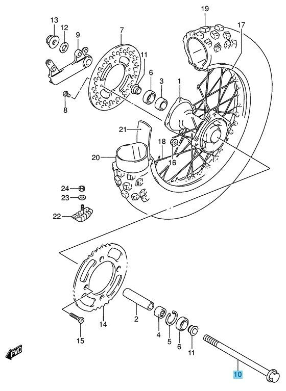 SUZUKI RM85 2002-2010 2012 2015-2017 Genuine Rear Wheel Axle 64711-03B70 OEM