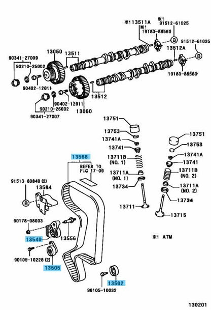 TOYOTA ALTEZZA SXE10 Genuine 3SGE Water Pump Timing Belt Tensioner Oil Seal Set