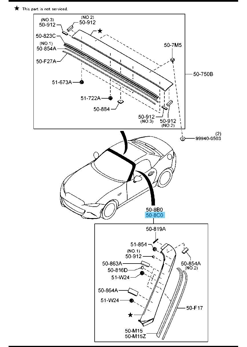 MAZDA MX-5 MIATA ND 2016-2025 Genuine 'A' Pillar Garnish LH OEM For Soft Top