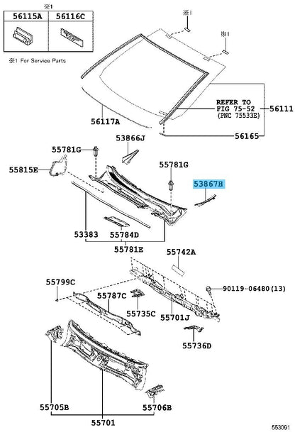 TOYOTA RAV4 ALA40 13-18 Genuine Front Fender To Cowl Side Seal LH 53867-42020