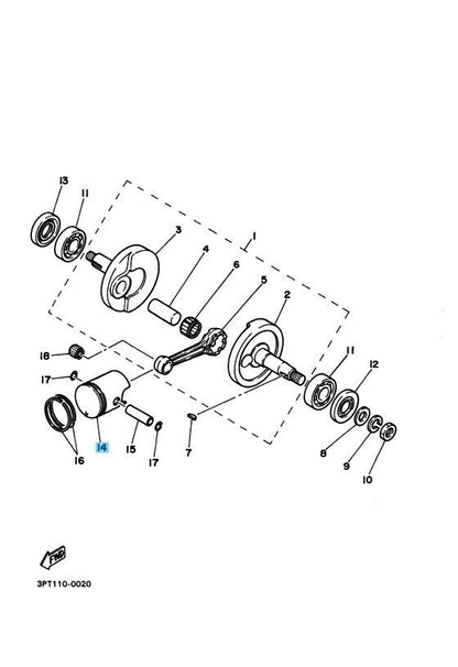 YAMAHA PW50 2016-2017 Genuine Piston Std 18U-11631-00-A0 OEM