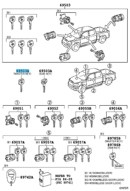 TOYOTA TUNDRA GSK50 GSK51 2007-2014 Genuine Master Blank Key 90999-00199 OEM