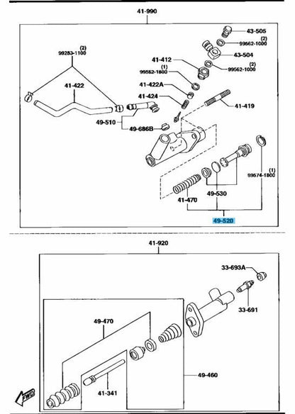 MAZDA RX-8 SE3P 2005-2011 Genuine Master Cylinder Repair Kit B312-41-52Z OEM