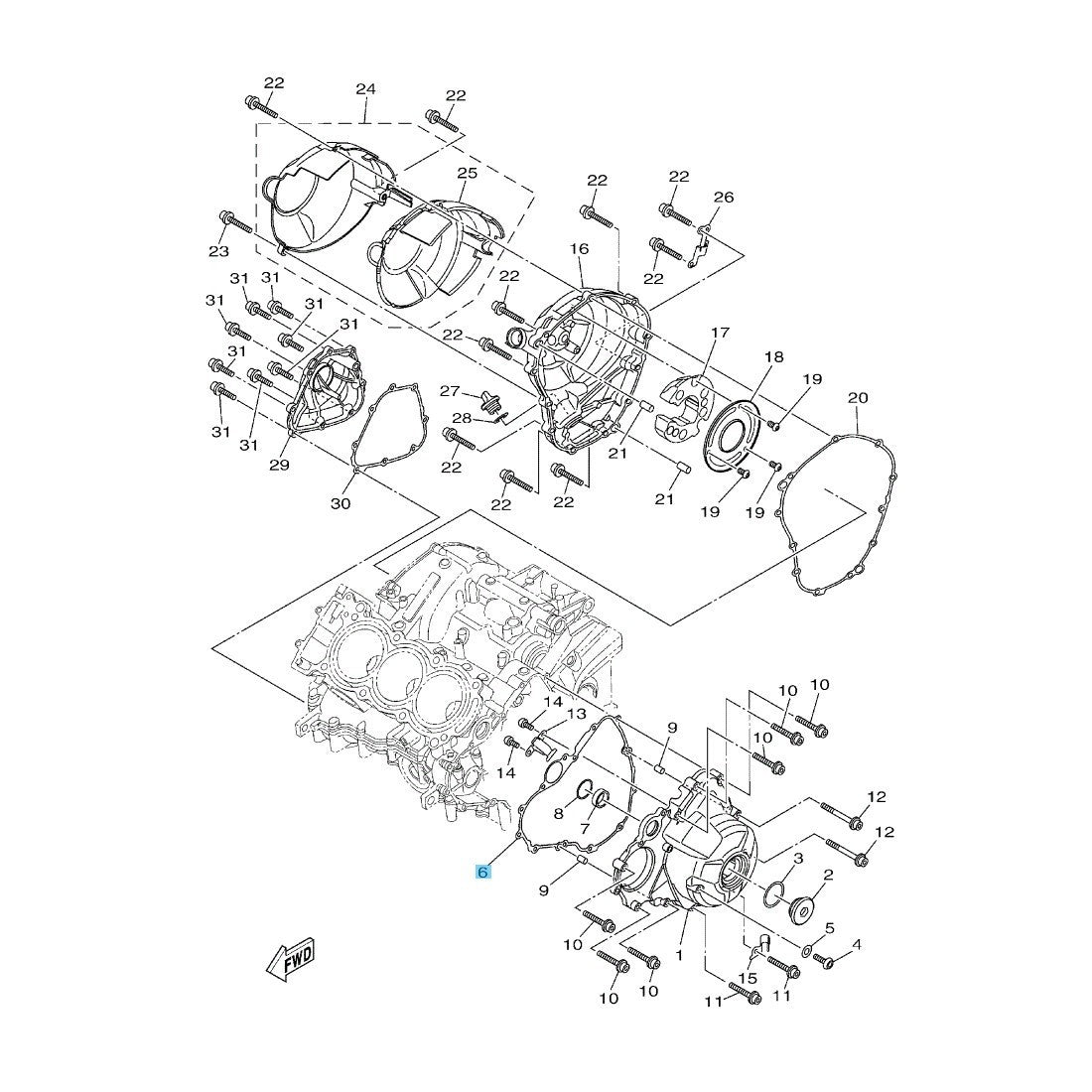 YAMAHA MT-09 2018-2024 Genuine Crankcase Cover 1 Gasket BD5-15451-01-00 OEM