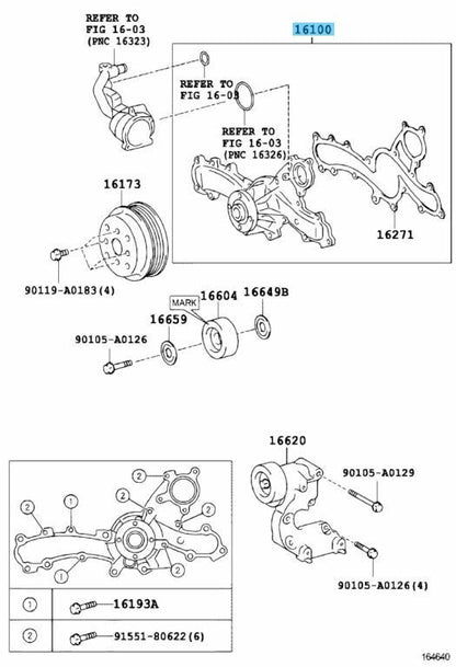 TOYOTA HIGHLANDER GSU50 08-17 Genuine Engine Water Pump Assy 16100-09442 OEM