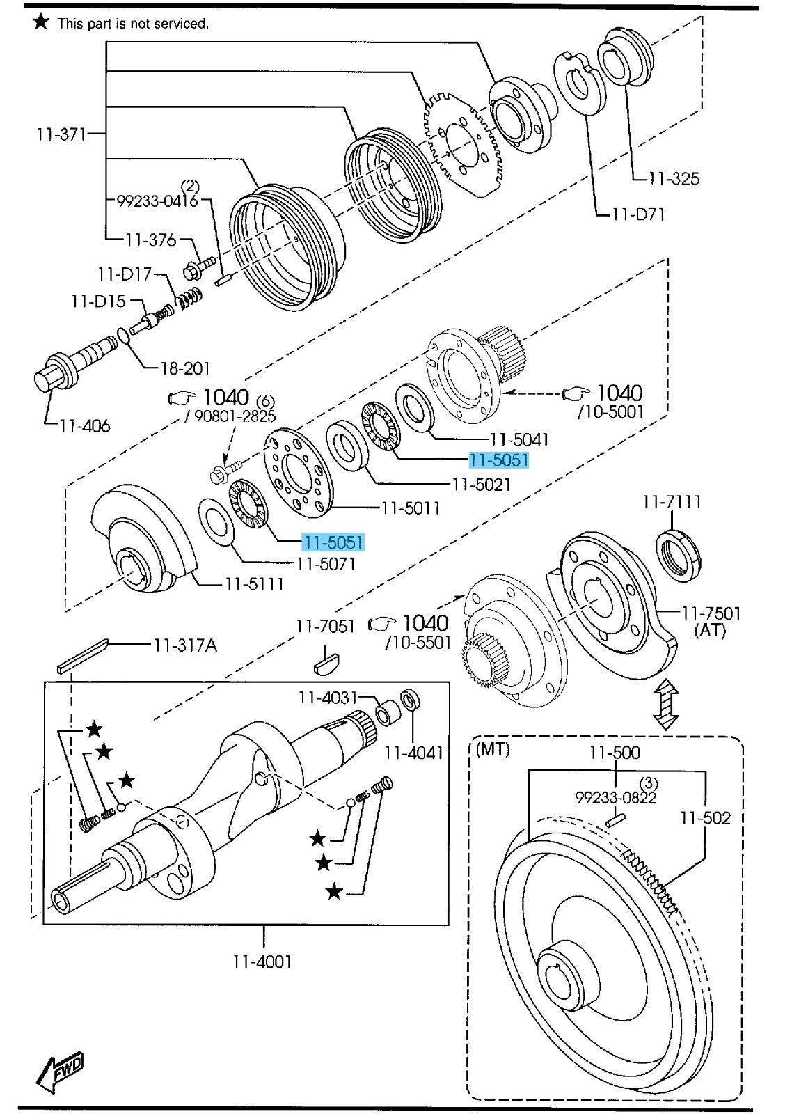 MAZDA RX-8 SE3P 2004-2011 Genuine Needle Bearing N3F1-11-D54 x2 Set OEM