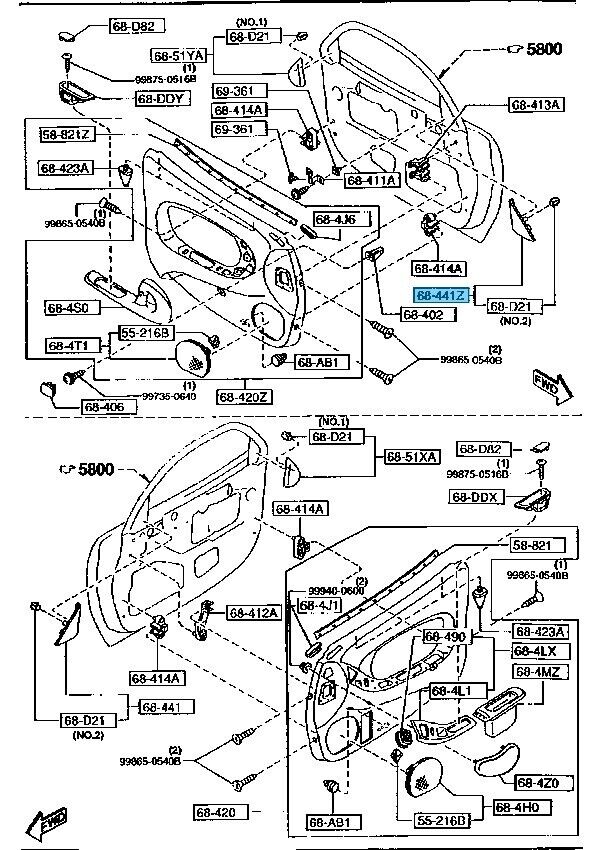 MAZDA RX-7 FD3S 1993-1995 Genuine Inner Door Garnish Left Side F100-68-DJYC OEM