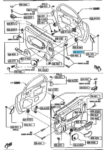 MAZDA RX-7 FD3S 1993-1995 Genuine Inner Door Garnish Left Side F100-68-DJYC OEM