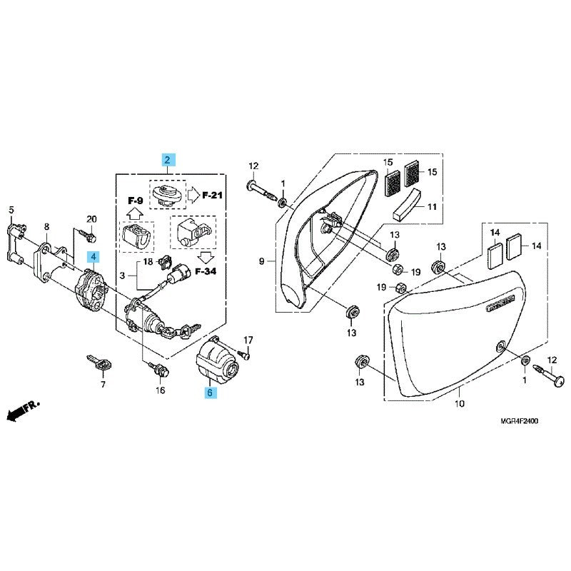 HONDA VT750RS SHADOW RS 2010-2013 Genuine Lock & Base & Cover Set OEM