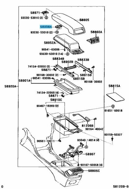 TOYOTA LEXUS LS430 UCF30 01-06 Genuine Console Compartment Door Lock 58908-50040