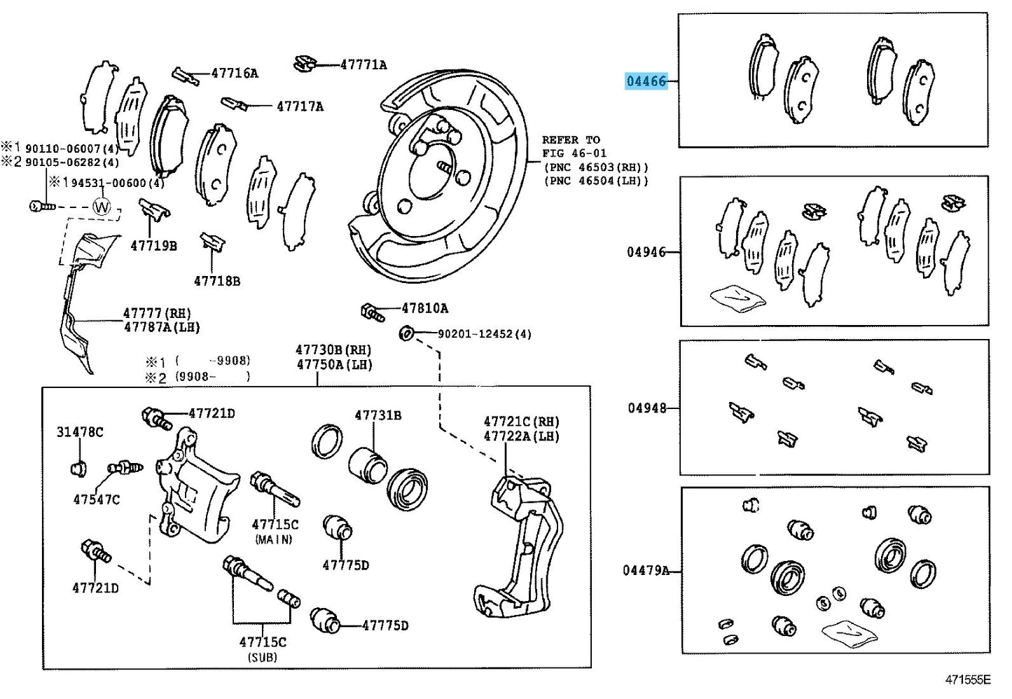 TOYOTA LEXUS LX470 UZJ100 '98-07 Genuine Rear Brake Disc(x2) & Brake Pad Set