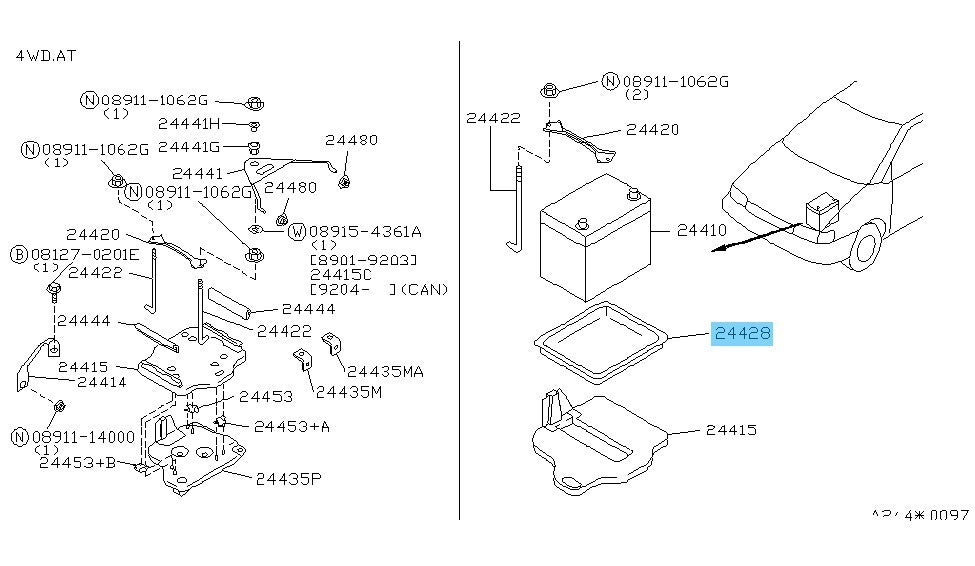 NISSAN MURANO Z50 Z51 03-14 Genuine D26 Size Battery Tray 24428-56L00 OEM