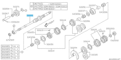 SUBARU IMPREZA WRX GDA 2003-2007 Genuine M/T Main Shaft 32201AB120 OEM