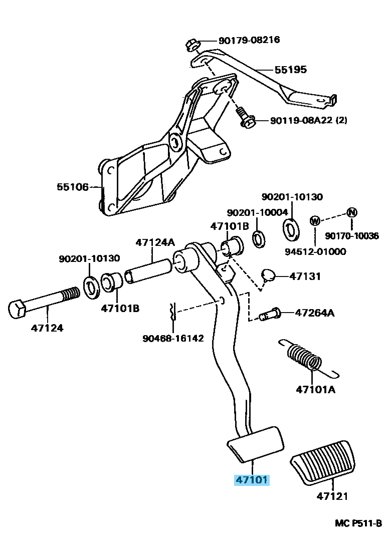 TOYOTA SUPRA JZA80 RHD Genuine Manual Transmission Brake Pedal 47101-14210 OEM