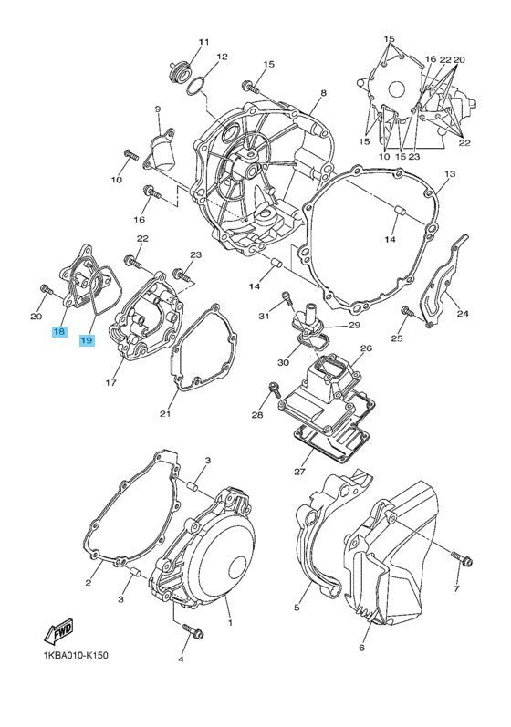 YAMAHA YZF-R1 2009-2014 Genuine Crankcase 3 Cover & O-Ring Set OEM