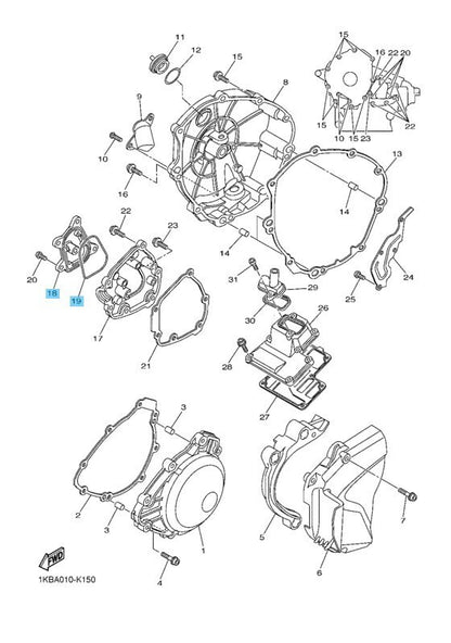 YAMAHA YZF-R1 2009-2014 Genuine Crankcase 3 Cover & O-Ring Set OEM