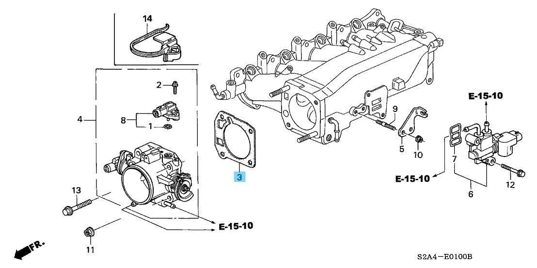 HONDA S2000 AP1 2000-2004 Genuine Throttle Body Gasket 16176-P73-004 OEM