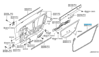 NISSAN GT-R R35 2009-2021 Genuine Front Door Weatherstrip RH 80830-62B0A OEM