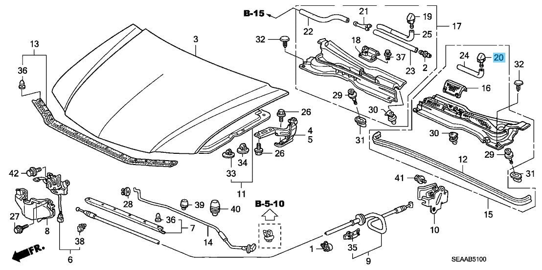HONDA ACURA TSX CL9 06-08 Genuine Front Washer Nozzle Assy LH 76810-SEA-J01 OEM