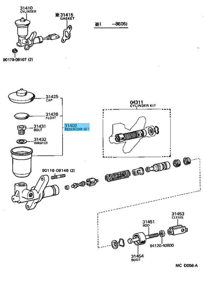 TOYOTA SUPRA MA70 86-91 Genuine Clutch Master Cylinder Reservoir 31402-14010 OEM