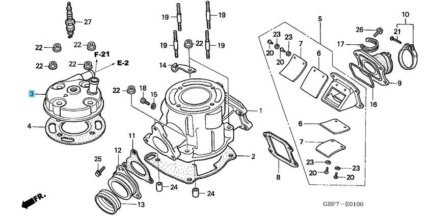 HONDA CR80 CR80RA CR80RBA 1996-2002 Genuine Cylinder head 12201-GBF-841 OEM