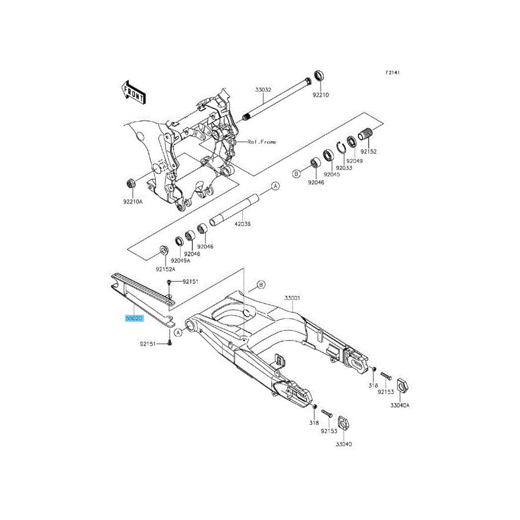 KAWASAKI NINJA ZX-14 ZX-14R ZX1400 2006-2023 Genuine Swingarm Chain Guard OEM