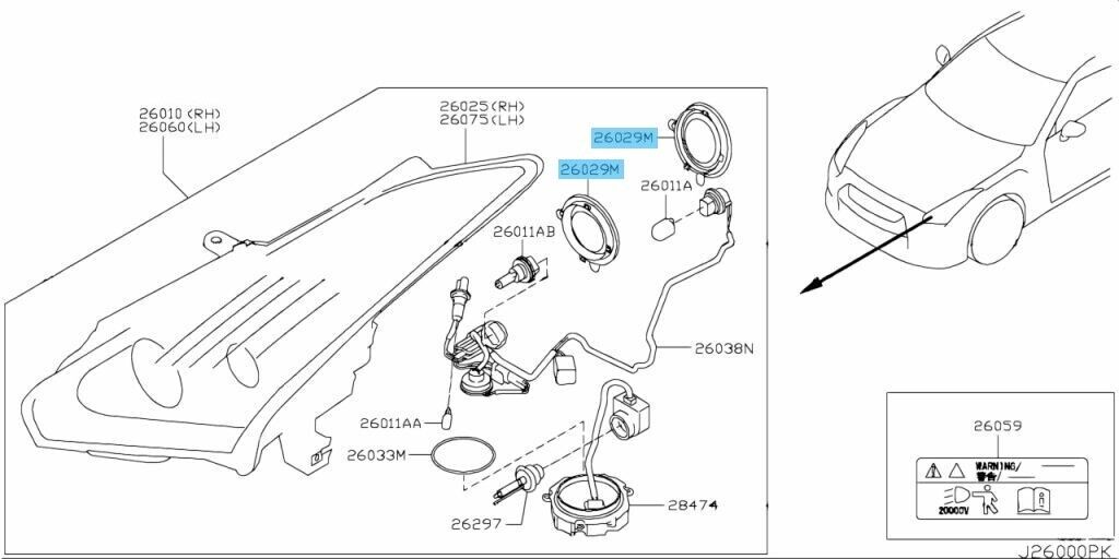 NISSAN GT-R R35 2011-2014 Genuine Head Light Socket Cover 26030-1EA0A OEM