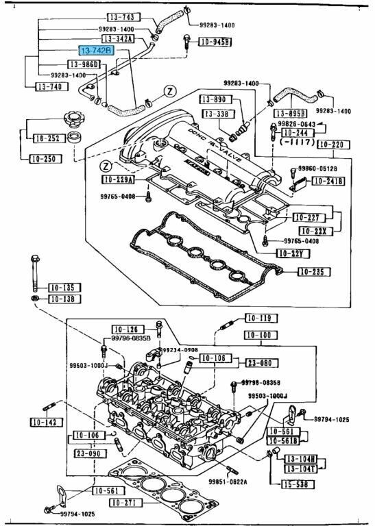 MAZDA MX-5 MIATA NA NA8C 1990-1995 Genuine Ventilation Hose B61P-13-742A OEM