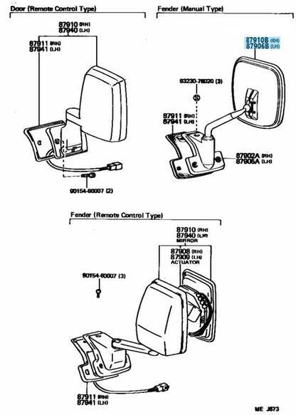 TOYOTA LAND CRUISER FJ40 BJ40 FJ60 Genuine Side Rear View Mirror RH & LH Set OEM