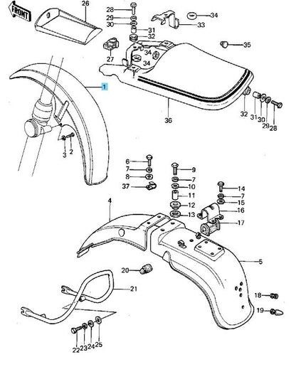 KAWASAKI KZ1000 1977-1978 Genuine Front Fender 35003-015 OEM
