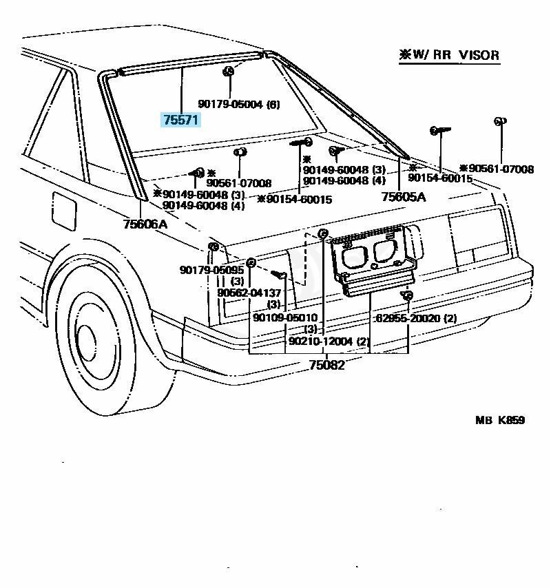 TOYOTA MR2 AW11 85-89 Genuine Back Window Outside Molding Upper 75507-17010 OEM