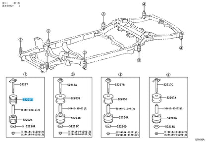TOYOTA LAND CRUISER PRADO GRJ120 03-09 Genuine No.1 Upper Cab Mounting x2 set RL