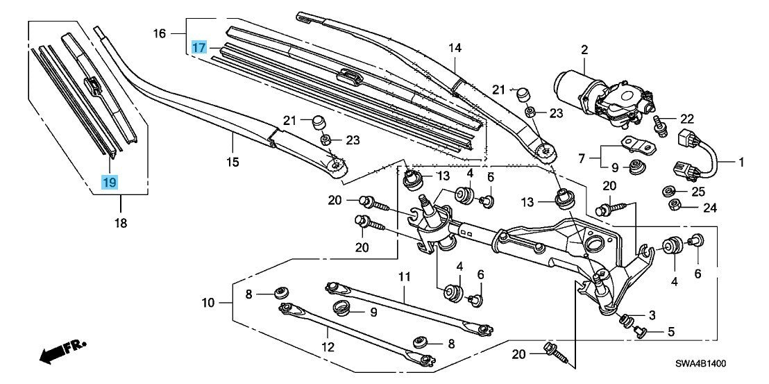 HONDA CR-V RE3 RE4 2007-2011 Genuine Front & Rear Wiper Rubber Insert Set OEM