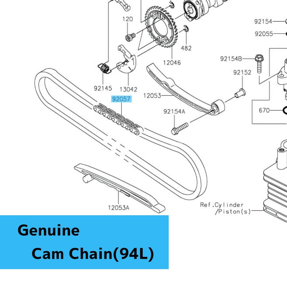 KAWASAKI KLX110/R '10-25 KLX110R L '21-25 Genuine Cam Chain(94L) 92057-0610 OEM