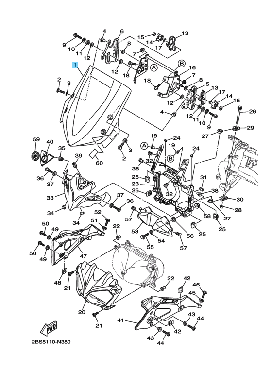 YAMAHA SUPER TENERE XT1200Z 2014-2018 Genuine Windshield 2BS-28381-00-00 OEM