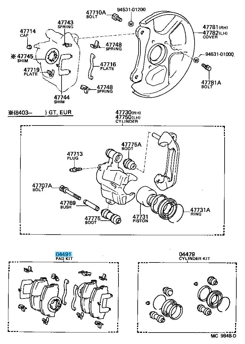 TOYOTA LEVIN TRUENO AE86 Genuine Front Disc Brake Pad Kit 04491-12190 OEM
