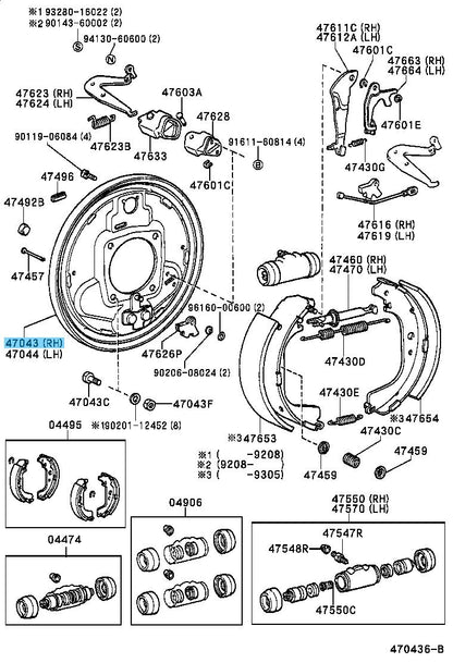 TOYOTA LAND CRUISER FJ4# '81-91 Genuine Rear Brake Backing Plate RH 47043-60090