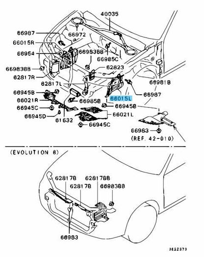 MITSUBISHI LANCER Evolution 6 CP9A Genuine Eng Room Under Cover LH MR248435 OEM
